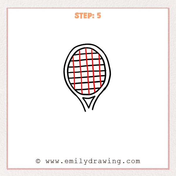 how to draw a tennis racket - Step 5